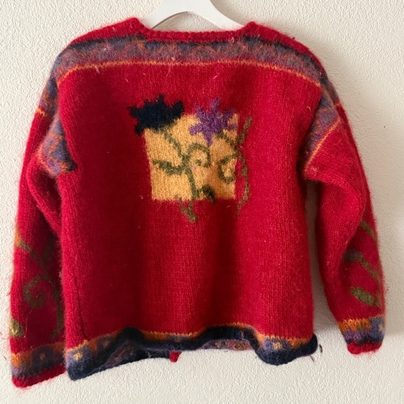 Newari Women's Red 100% Wool Cardigan Sweater size S/M - Picture 2 of 9